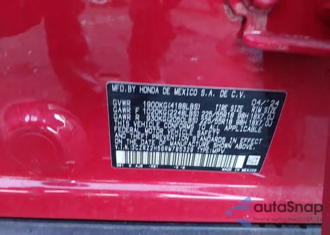 2024 Honda Hr-V Awd Sport/Awd Sport W/O Bsi z USA, uszkodzony, nr VIN 3CZRZ2H56RM785329